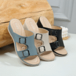 New Light Slippers Casual Simple Slope Heel Metal Buckle Large Size Women's Sandals