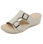 New Light Slippers Casual Simple Slope Heel Metal Buckle Large Size Women's Sandals - Image 5