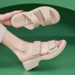 New 2025 Spring and Summer Casual Velcro Non-slip Seaside Beach Wedge Heel Large Size Slippers