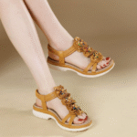 New 2025 ethnic style Bohemian retro beaded elastic band versatile wedge sandals for women - Image 6