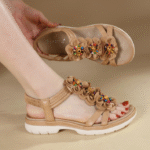 New 2025 ethnic style Bohemian retro beaded elastic band versatile wedge sandals for women - Image 8