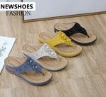 New 2025 summer women's shoes stitching simple wedge heel ethnic flower large size slippers for women - Image 5