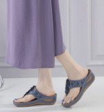 New 2025 summer women's shoes stitching simple wedge heel ethnic flower large size slippers for women - Image 8