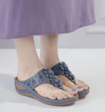 New 2025 summer women's shoes stitching simple wedge heel ethnic flower large size slippers for women