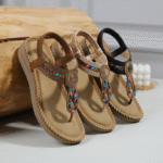 New 2025 Bohemian rhinestone slippers casual comfortable latex massage thick-soled large size flat shoes - Image 8