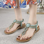 Spot 2025 new sandals Bohemian rhinestones comfortable round toe seaside