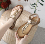 Spot 2025 new sandals Bohemian rhinestones comfortable round toe seaside - Image 2
