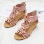 Ximia ethnic style wedge heels thick bottom with skirt summer new flower Roman shoes - Image 7