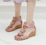 Ximia ethnic style wedge heels thick bottom with skirt summer new flower Roman shoes - Image 5