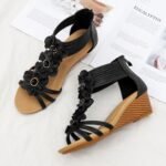 Ximia ethnic style wedge heels thick bottom with skirt summer new flower Roman shoes - Image 4