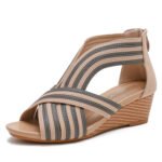 Wedge heel sandals women 2025 Fish mouth Bohemian Roman sandals - Image 5