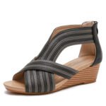 Wedge heel sandals women 2025 Fish mouth Bohemian Roman sandals - Image 4