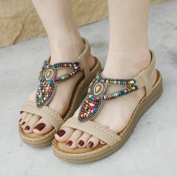 O1CN011y1MwS2DMZFD1z4hj_!!3707858595-0-cib 2025 New European and American Sandals Bohemian Rhinestone Comfortable Round Head - Image 1