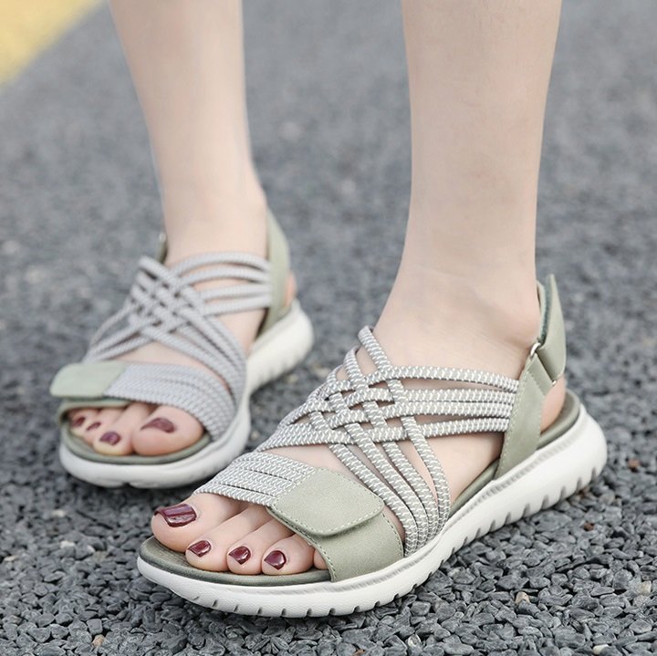 O1CN013EznPS2DMZ6x4aqAb_!!3707858595-0-cib - Copy Amazon 2025 Summer New Sandals Women Lightweight Sports Style Comfortable Elastic Large Size Sandals - Image 1