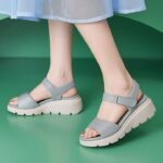 Summer 2025 Amazon New Rhinestone Velcro Wedge Heel Casual Lightweight Large Size Women’s Sandals - Image 3