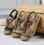 2025 New European and American Sandals Bohemian Rhinestone Comfortable Round Head - Image 3