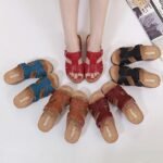 New 2025 European and American sandals for women, cross-border sewing mother's shoes, large size sandals wedge heel slippers, one piece drop shipping - Image 3