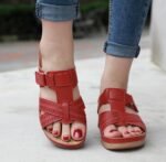 New 2025 European and American sandals for women, cross-border sewing mother's shoes, large size sandals wedge heel slippers, one piece drop shipping - Image 2