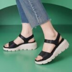 Summer 2025 Amazon New Rhinestone Velcro Wedge Heel Casual Lightweight Large Size Women’s Sandals - Image 2