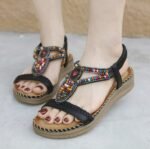 2025 New European and American Sandals Bohemian Rhinestone Comfortable Round Head - Image 5