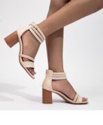 Foreign trade sandals women’s casual thick heel shoes 2025 new style one-strap fairy temperament high heel Roman shoes