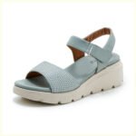 Summer 2025 Amazon New Rhinestone Velcro Wedge Heel Casual Lightweight Large Size Women’s Sandals - Image 7