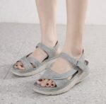 New lightweight sandals casual sports comfortable thick bottom Velcro stitching large size women's shoes - Image 4