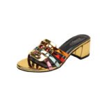 Braided hollow sandals cross-border thick heel - Image 3