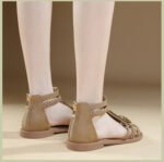 New 2025 Summer Sandals Women Bohemian Retro Beaded Zipper Rhinestone Roman Flat Sandals - Image 5