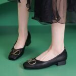 New 2025 Amazon Metal Buckle Simple Comfortable Non-tiring Heel Shoes - Image 3