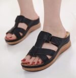 New 2025 European and American sandals for women, cross-border sewing mother's shoes, large size sandals wedge heel slippers, one piece drop shipping - Image 4