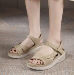 New lightweight sandals casual sports comfortable thick bottom Velcro stitching large size women's shoes - Image 5