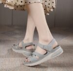 New lightweight sandals casual sports comfortable thick sole Velcro stitching large size women's shoes - Image 4