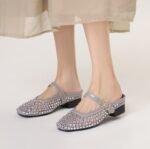 Mesh diamond design breathable closed toe Shoes for women