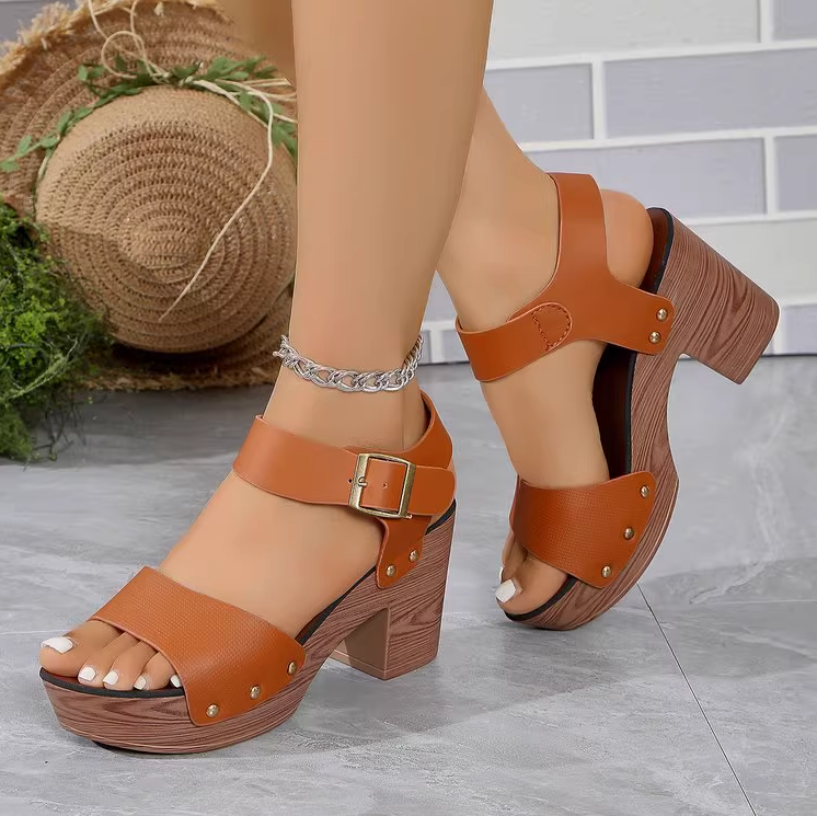 Screenshot 2025-09-27 164630 2025 autumn new thick heel non-slip women’s sandals one-word buckle strap fish mouth - Image 1