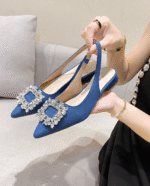 French niche design rhinestone closed-toe sandals for women 2025