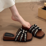 French pearl small fragrance style thick bottom wedge heel - Image 4