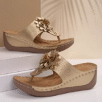 Summer new style flip flops wedge heel casual breathable flower sandals slippers for outdoor wear beach seaside vacation slippers
