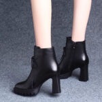 Ji Baili genuine thick heel short boots for women’s 2025 - Image 5