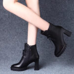 Ji Baili genuine thick heel short boots for women’s 2025 - Image 2