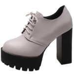 2025 Summer/Autumn New Women’s Fashionable Versatile Waterproof Platform Chunky High Heels for Petite Figures with Lace-up Round - Image 5