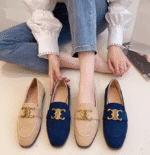 2025 spring new French design loafers, low heel suede moccasins