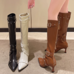 High-heeled boots for women 2025
