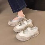 2025 New Niche Design Velcro Mary Jane Shoes for Women, Summer Retro Soft Sole Silver Versatile Platform Shoes