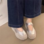 2025 New Niche Design Velcro Mary Jane Shoes for Women, Summer Retro Soft Sole Silver Versatile Platform Shoes - Image 4